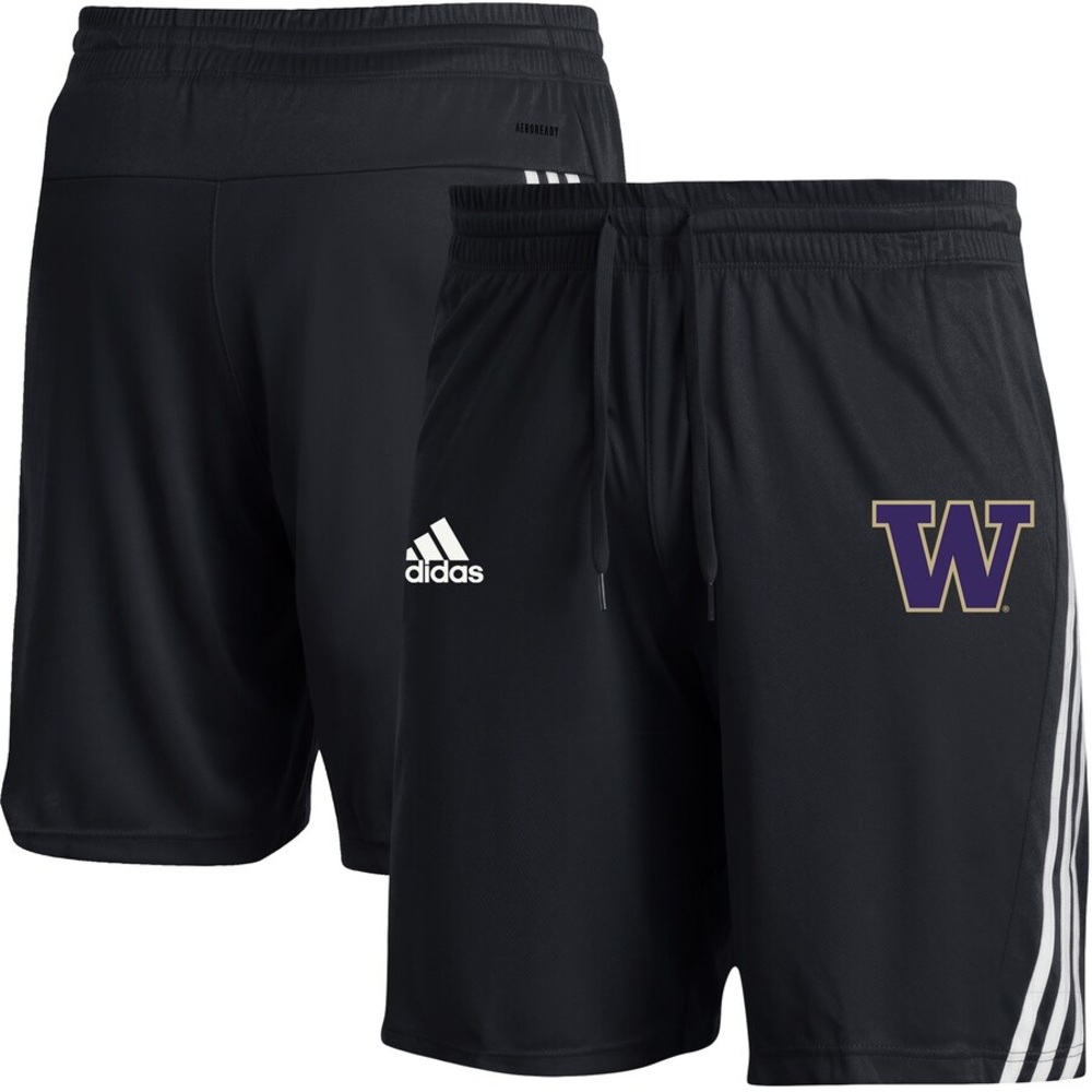 NWT Men's adidas Black Washington Huskies AEROREADY Three-Stripe Knit Shorts